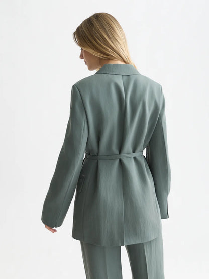 Lyocell Blend Double Breasted Blazer