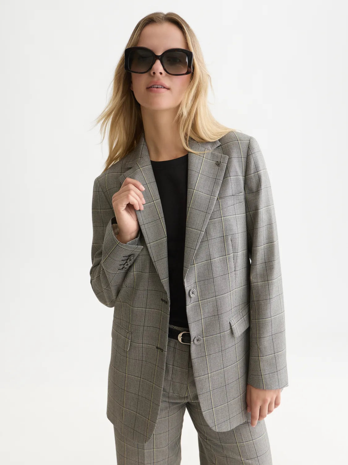 Checked Oversized Single Breasted Blazer