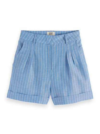 High Rise Linen Printed Shorts