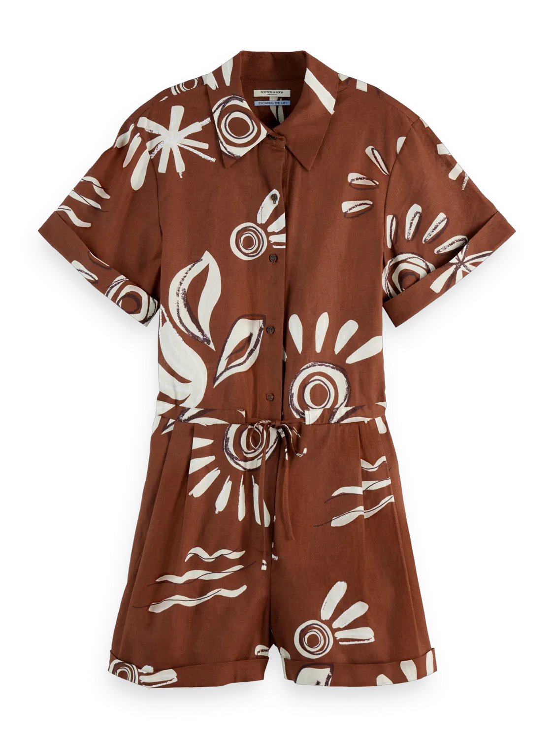 Inky Sun Linen Utility Playsuit