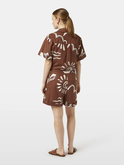 Inky Sun Linen Utility Playsuit