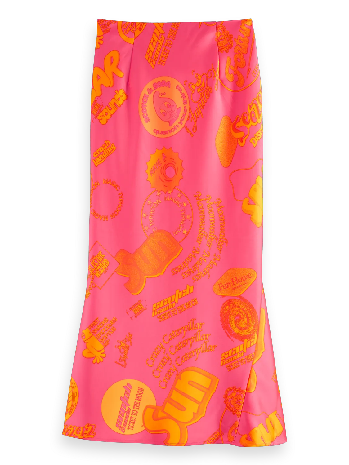 Satin Printed Midi Skirt