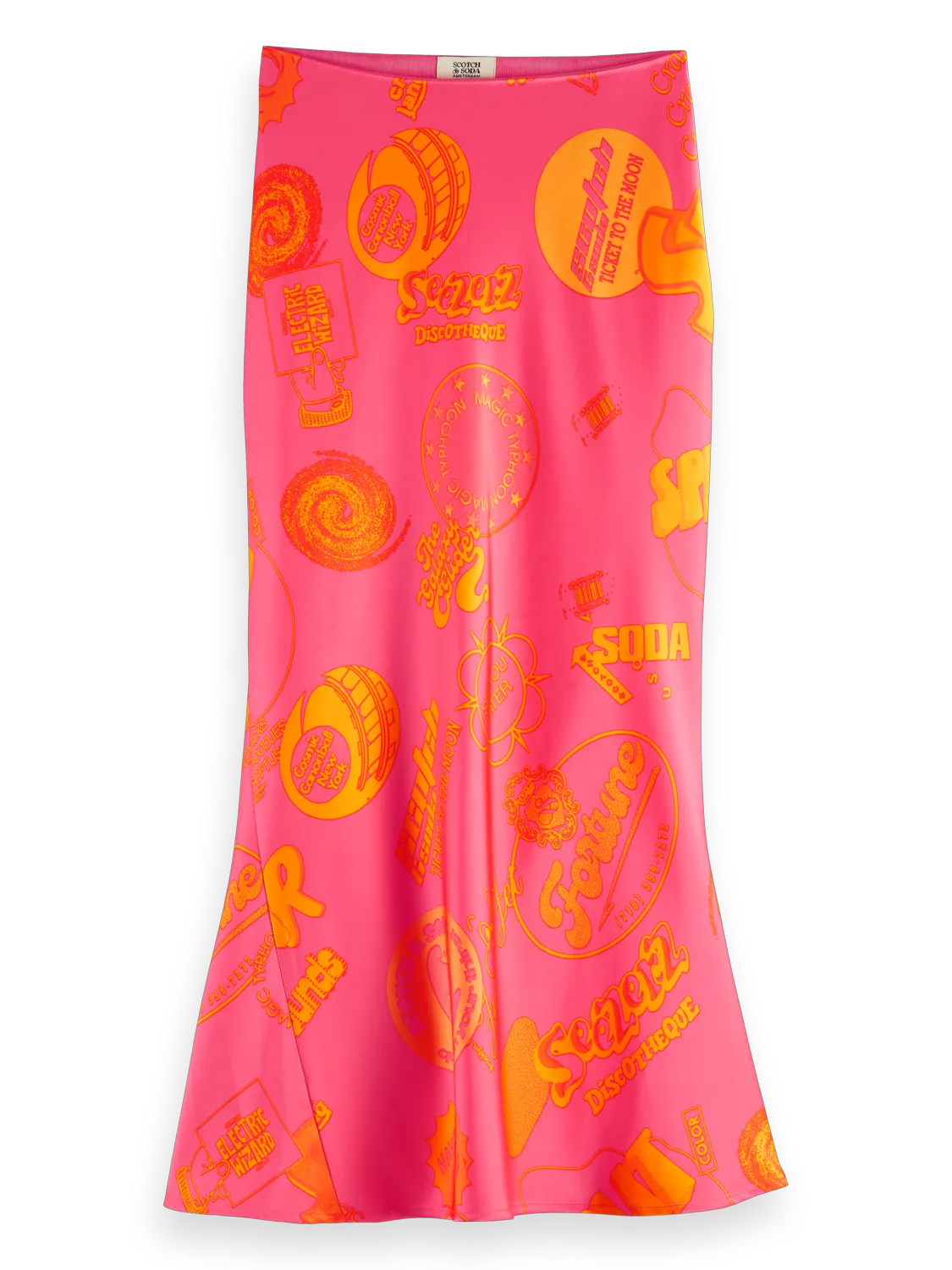 Satin Printed Midi Skirt