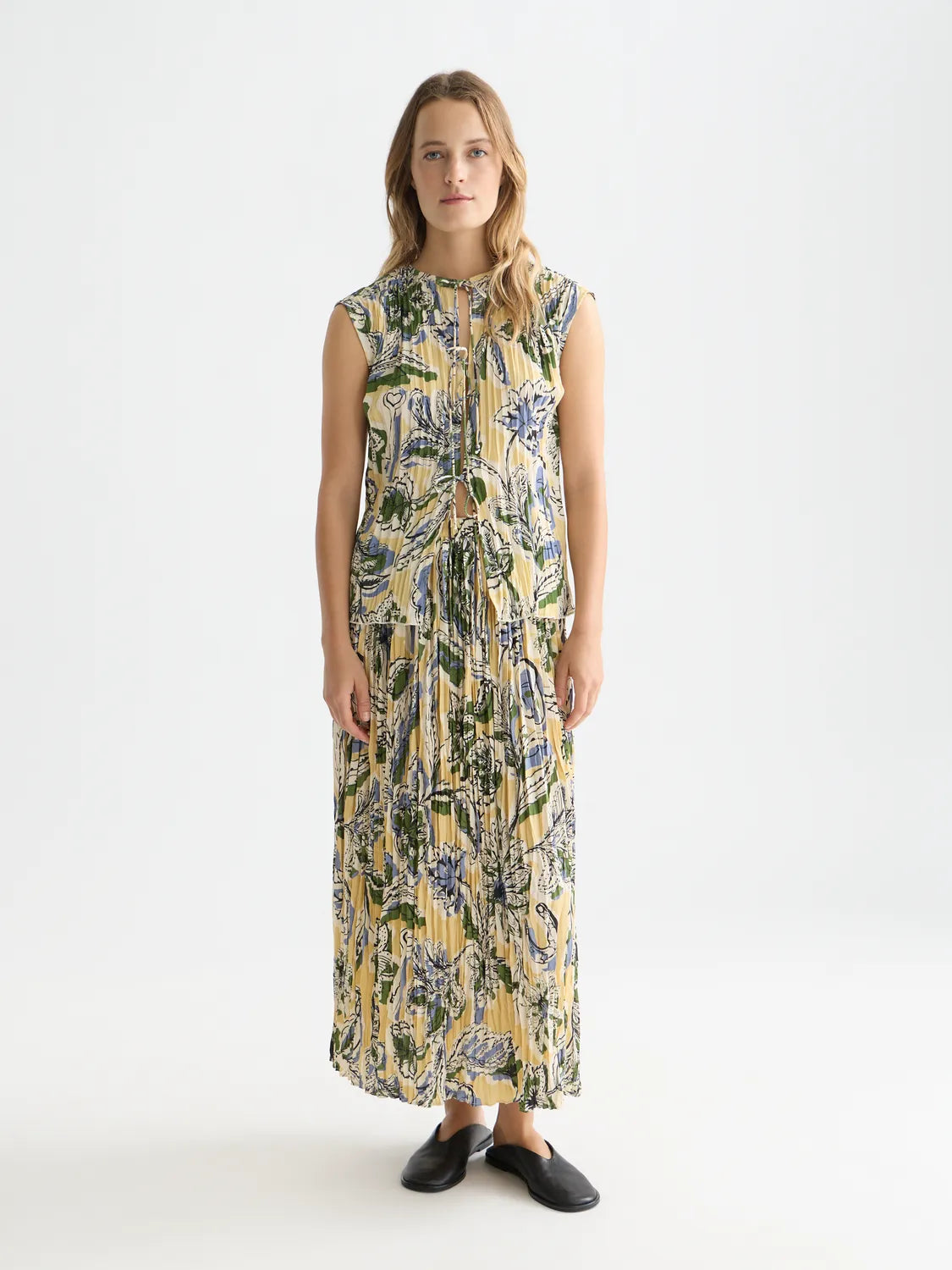 Printed Micro Pleat Skirt