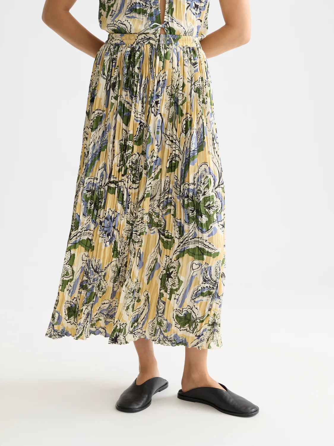 Printed Micro Pleat Skirt