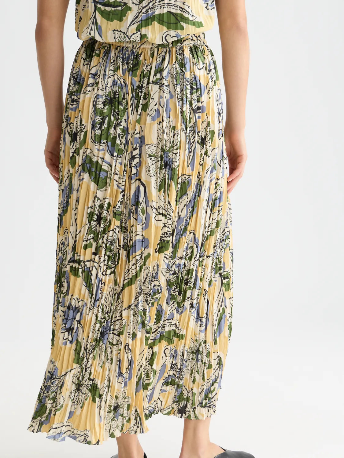 Printed Micro Pleat Skirt