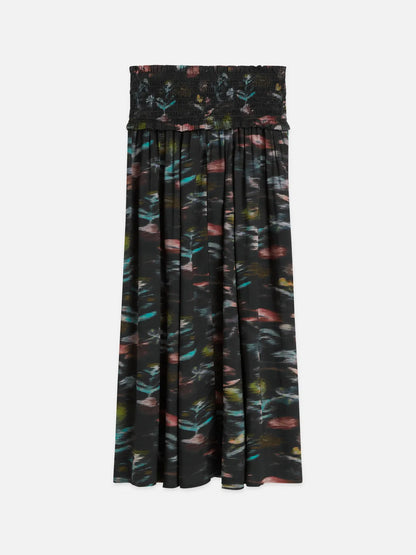 Printed Smocked Waist Ankle Length Skirt