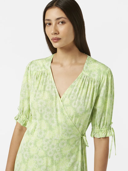 Floral Printed Midi Wrap Dress