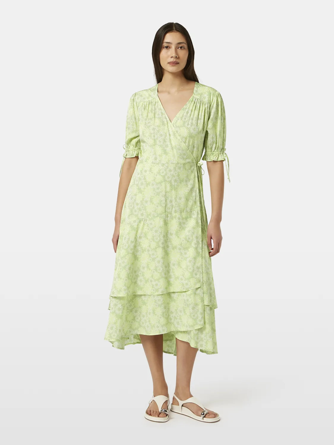 Floral Printed Midi Wrap Dress