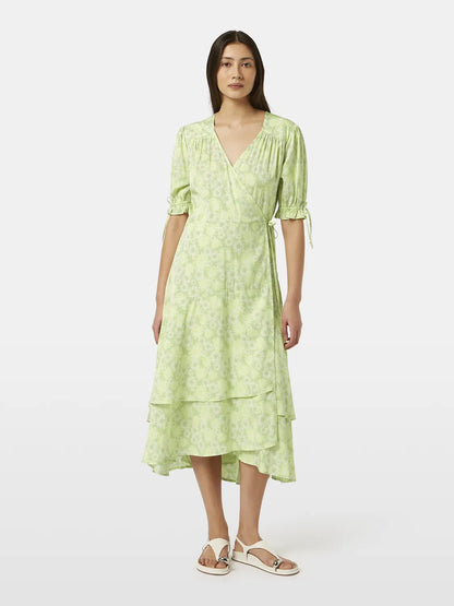 Floral Printed Midi Wrap Dress