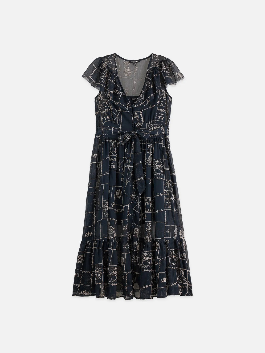 Cross-Stitch Embroidered Midi Dress