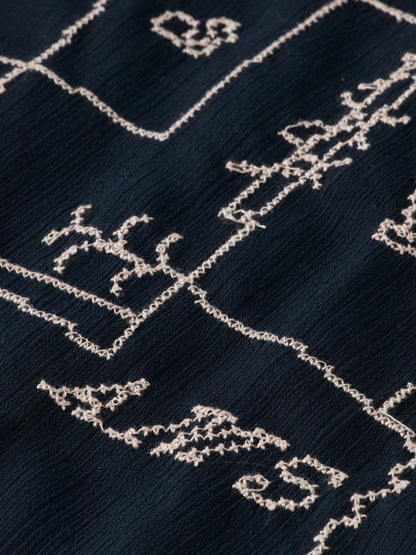 Cross-Stitch Embroidered Midi Dress