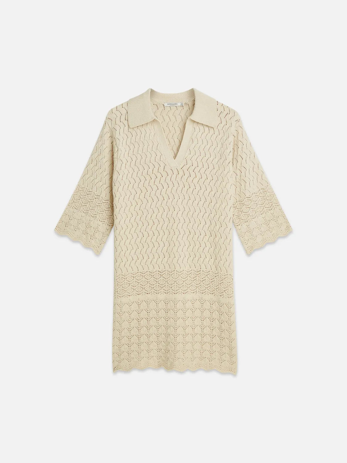 Pointelle Stitch Knitted Short Tunic Dress