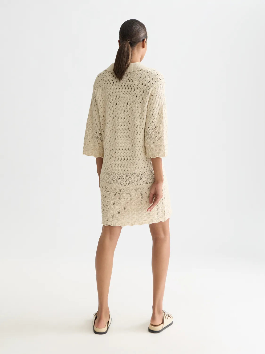 Pointelle Stitch Knitted Short Tunic Dress