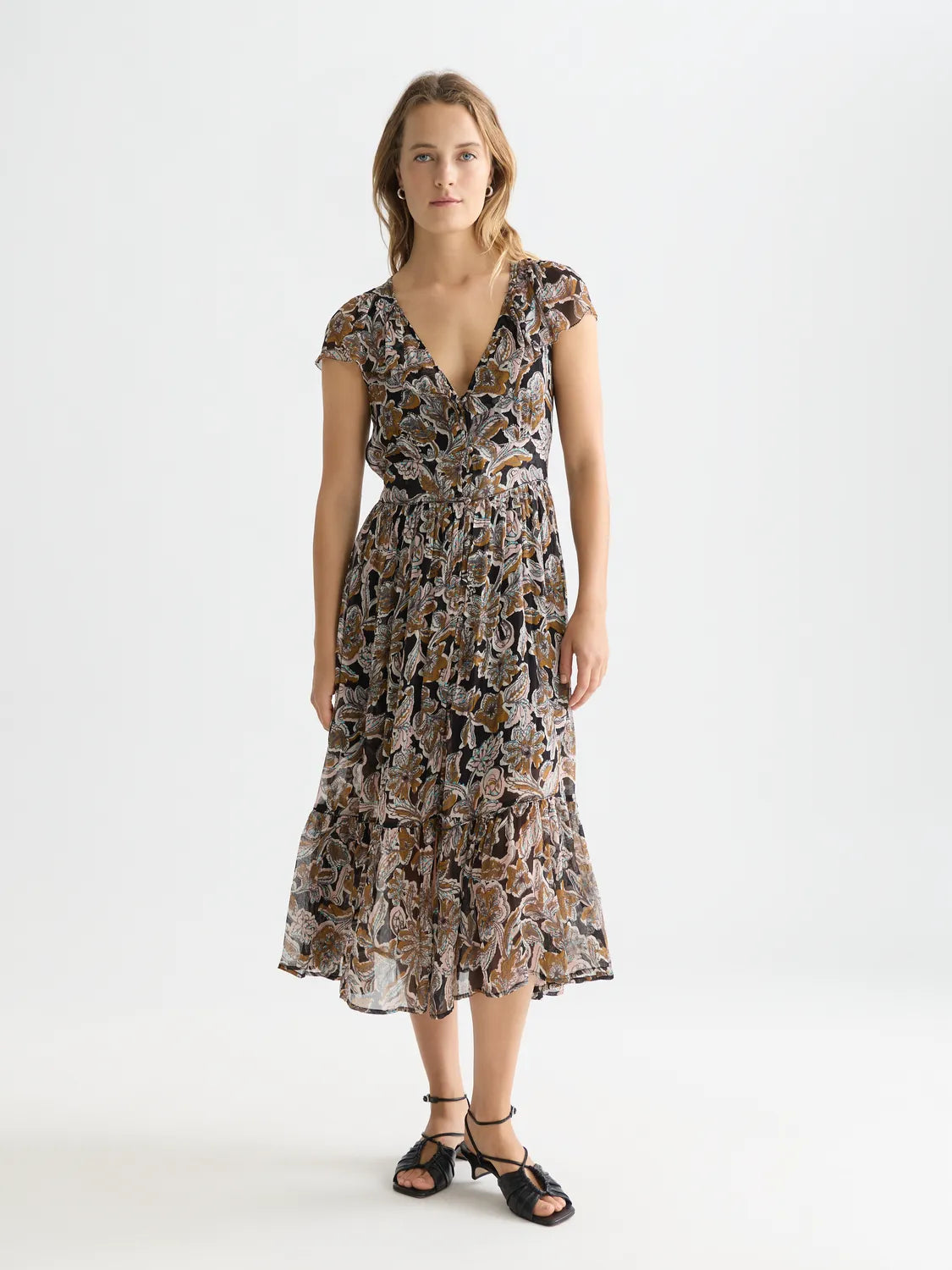 Printed Chiffon Midi Day Dress