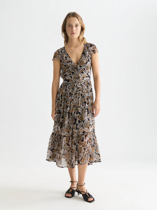 Printed Chiffon Midi Day Dress