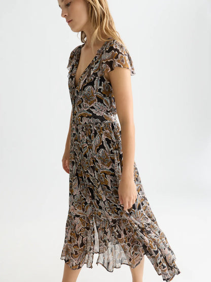Printed Chiffon Midi Day Dress