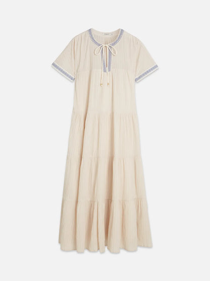 Cotton Crepe Ankle Length Caftan Dress