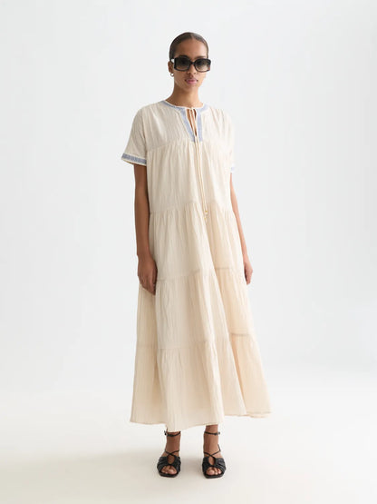 Cotton Crepe Ankle Length Caftan Dress