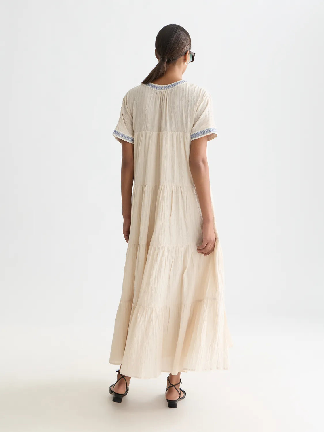 Cotton Crepe Ankle Length Caftan Dress