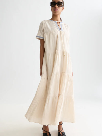 Cotton Crepe Ankle Length Caftan Dress