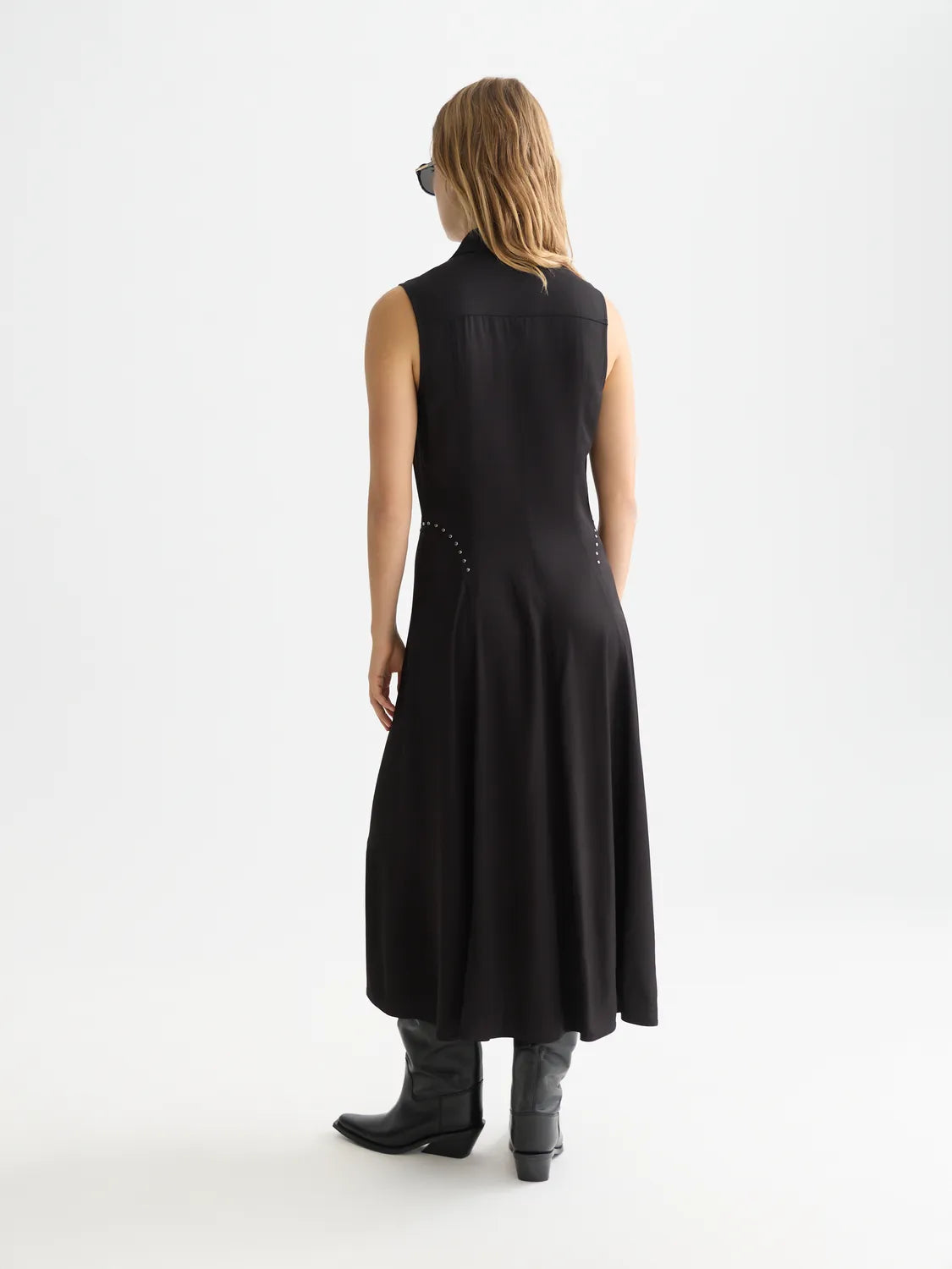 Studded Button Midi Dress