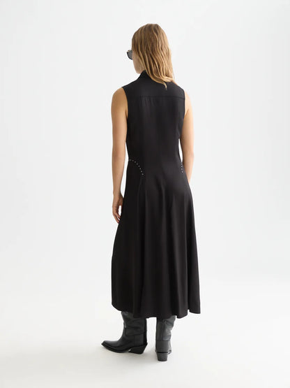 Studded Button Midi Dress
