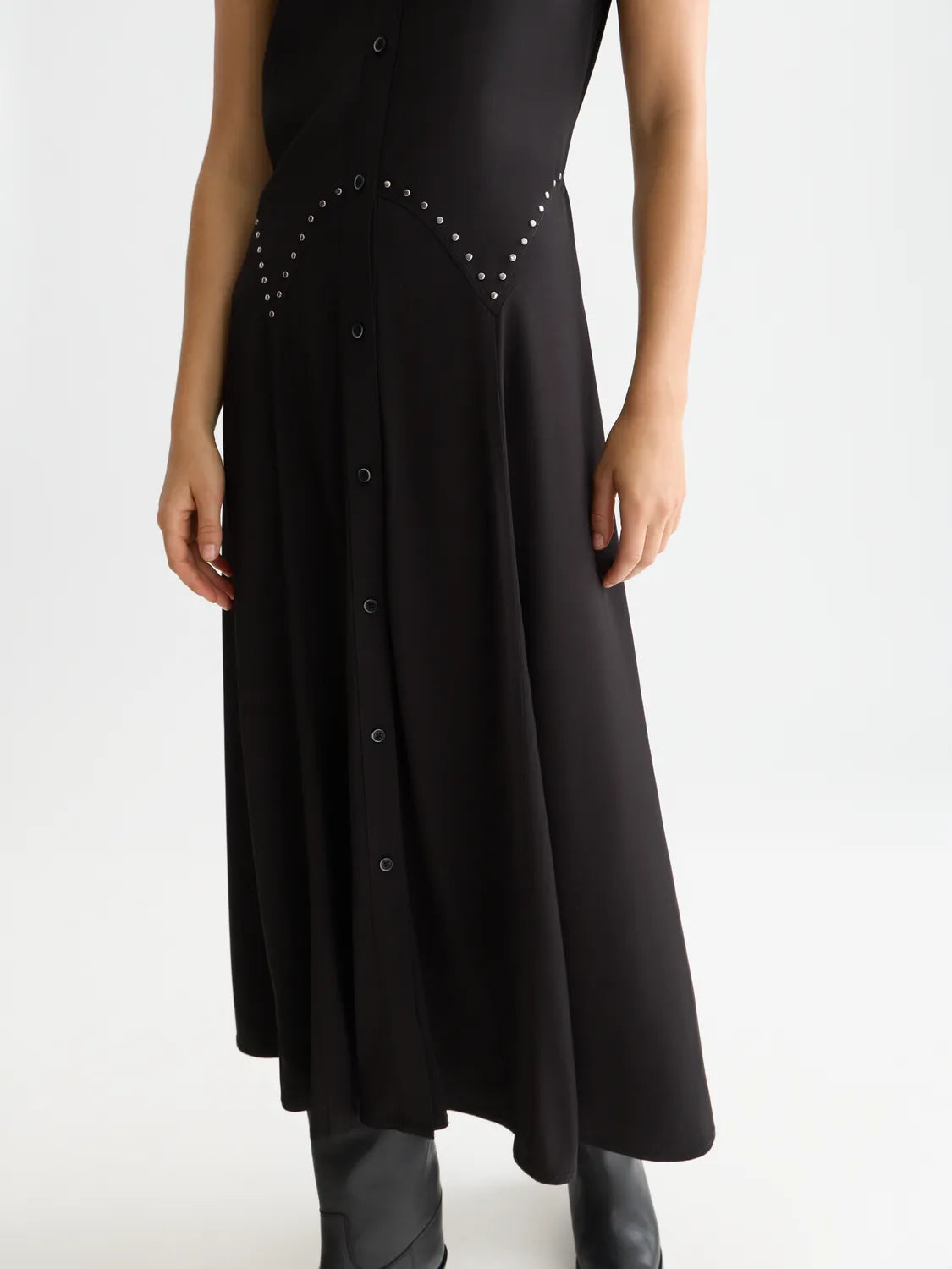 Studded Button Midi Dress