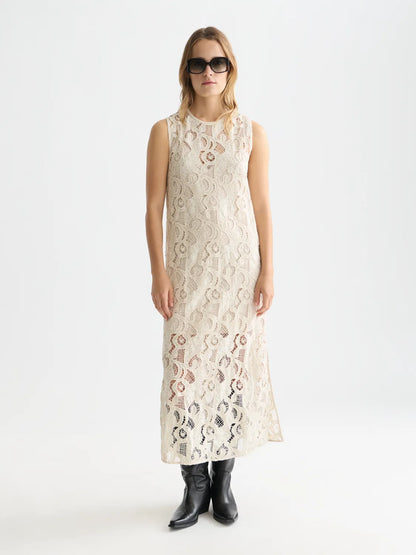 Flame Embroidery Midi Dress
