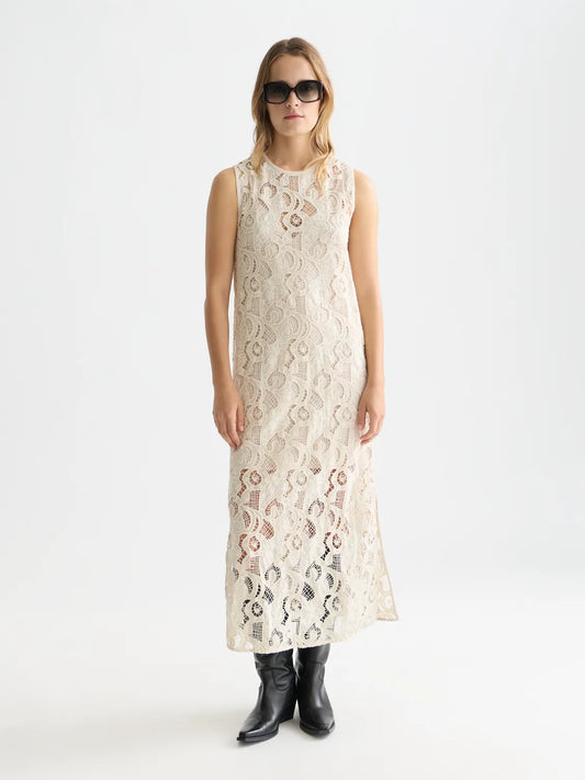 Flame Embroidery Midi Dress