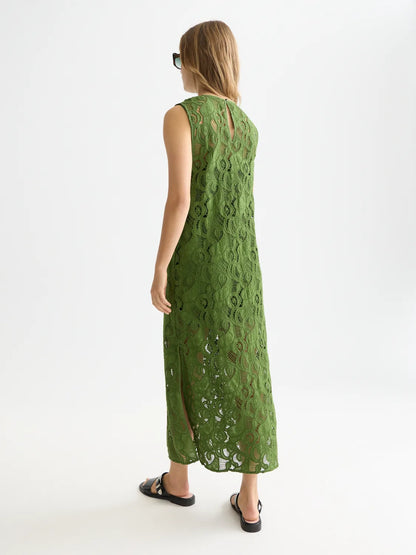 Flame Embroidery Midi Dress