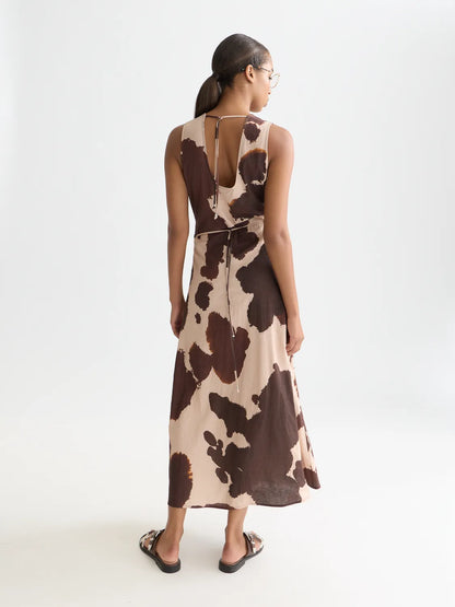 Linen Ankle Length Wrap Dress