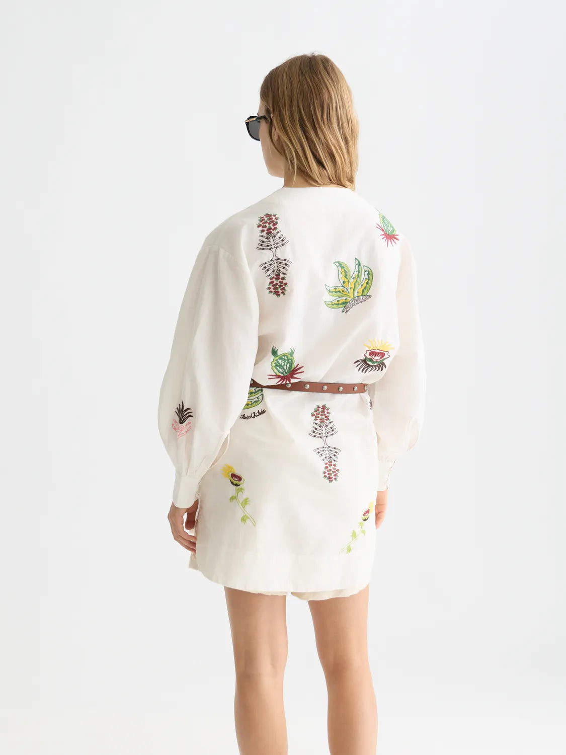 Embroidered Short Bib Dress