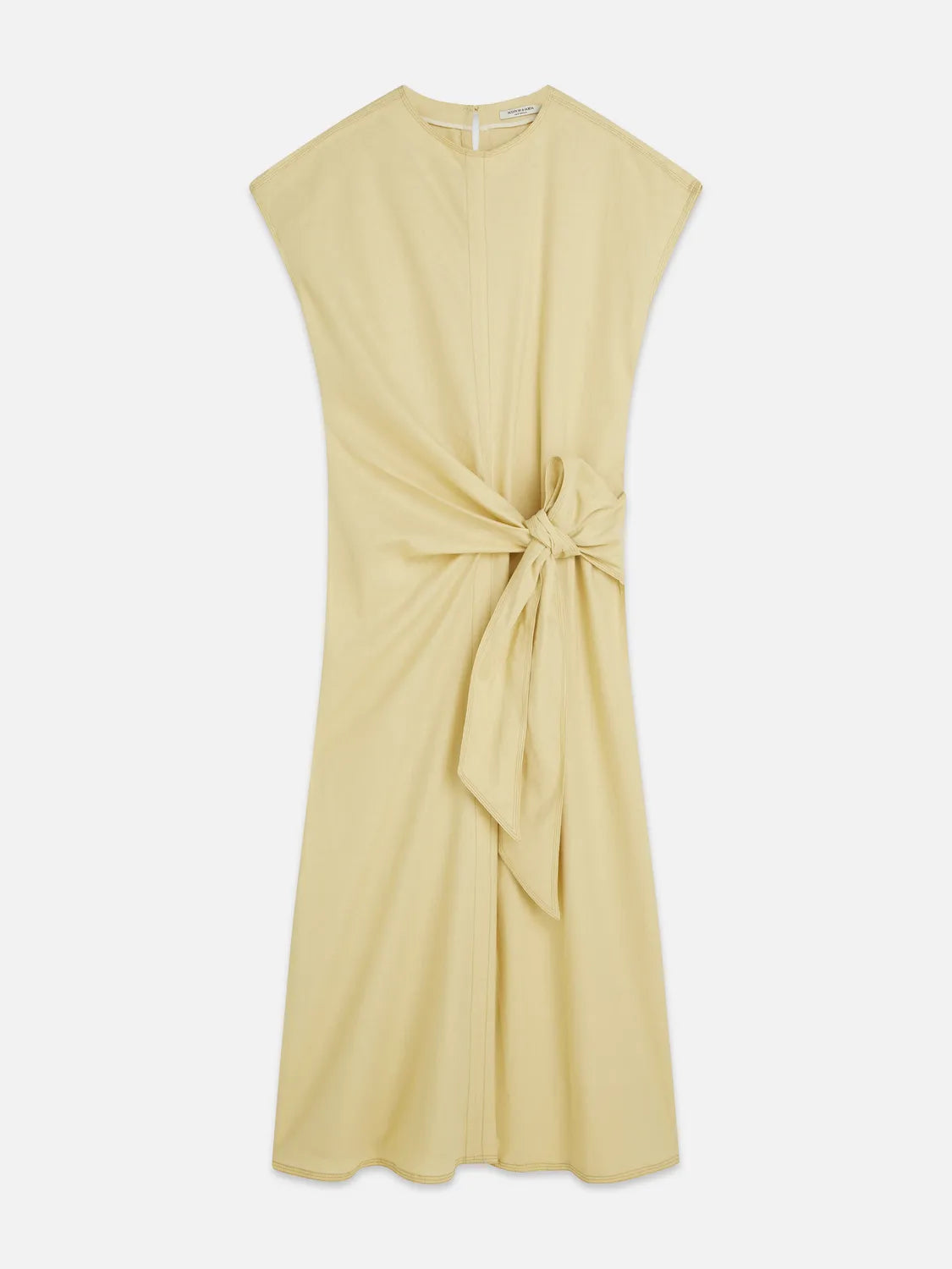 Relaxed Linen Blend Ankle Length Tie Dress