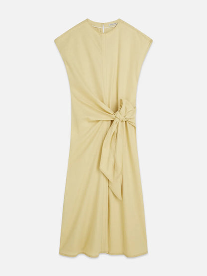 Relaxed Linen Blend Ankle Length Tie Dress