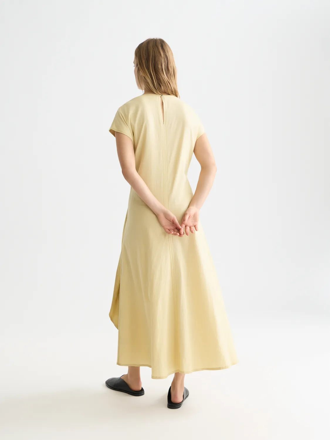 Relaxed Linen Blend Ankle Length Tie Dress