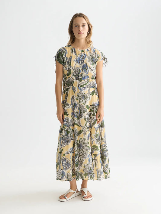 Tiered Printed Chiffon Midi Dress