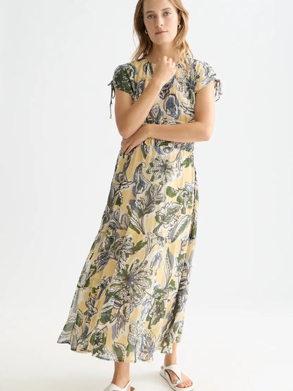 Tiered Printed Chiffon Midi Dress