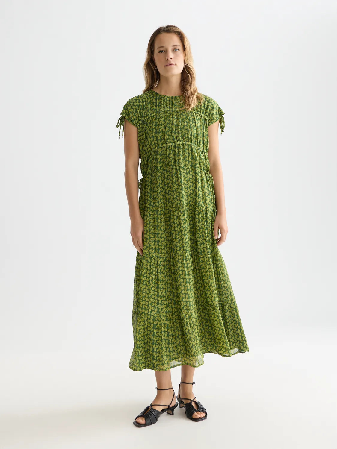 Tiered Printed Chiffon Midi Dress
