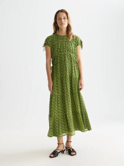 Tiered Printed Chiffon Midi Dress