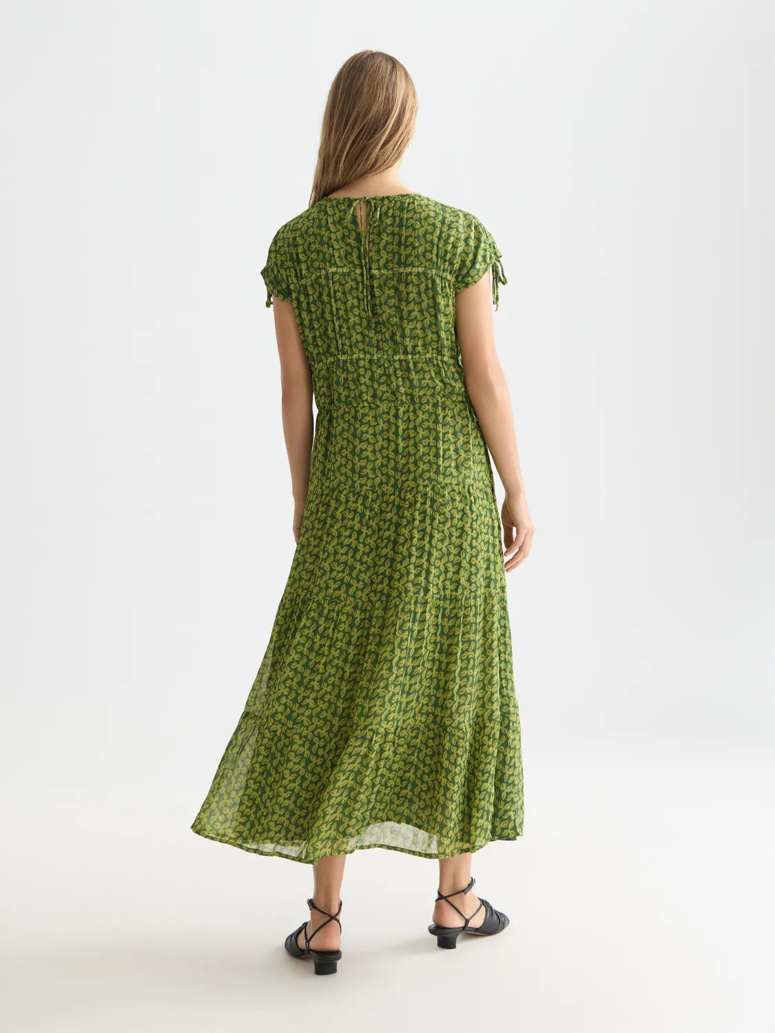 Tiered Printed Chiffon Midi Dress