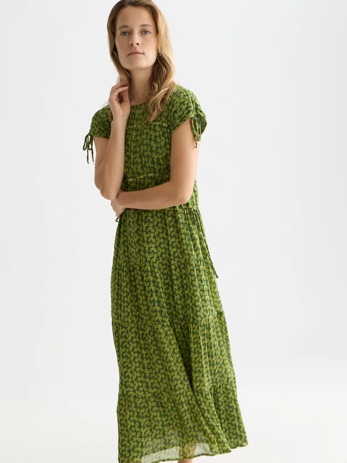 Tiered Printed Chiffon Midi Dress