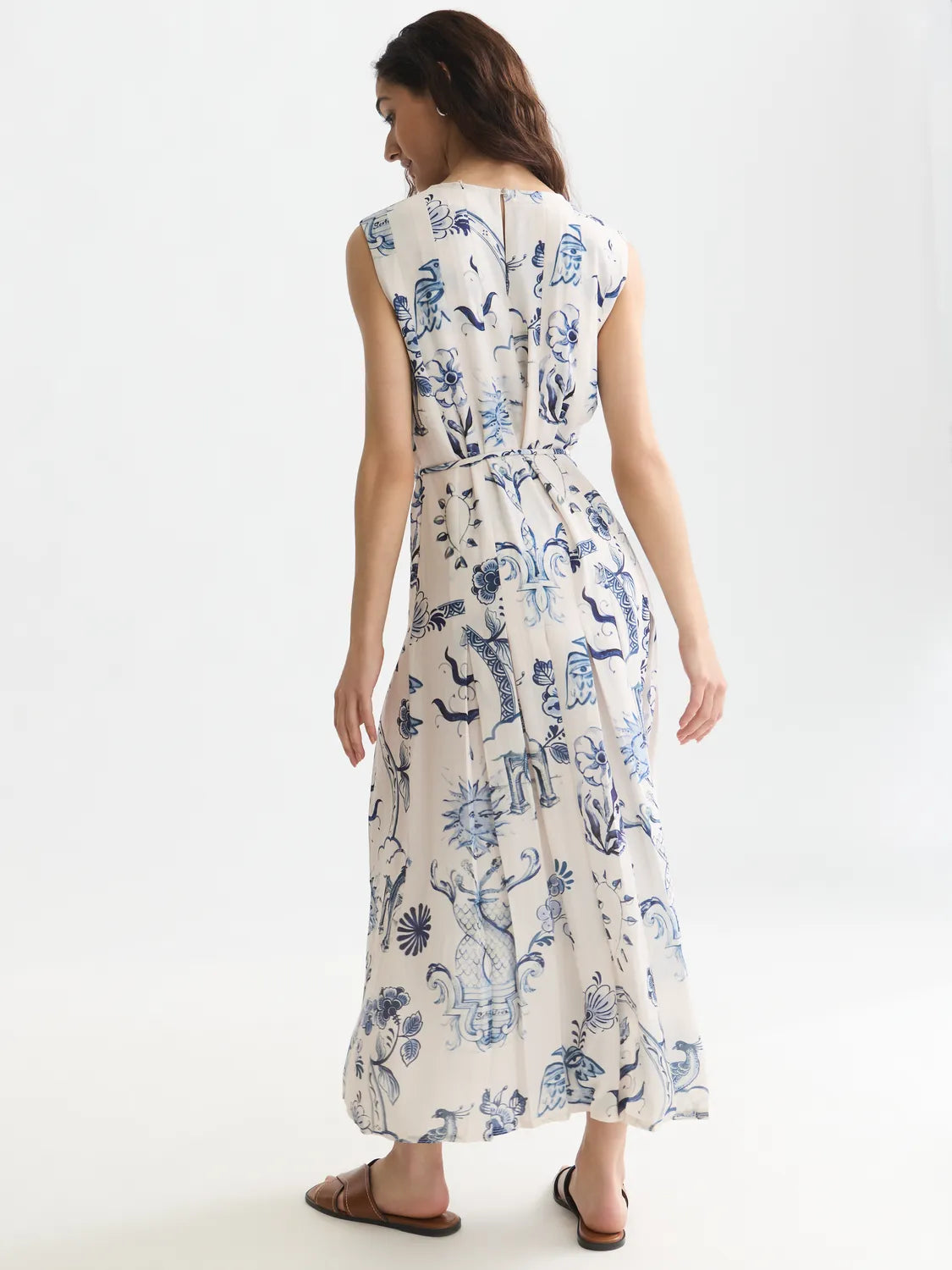 Scotch & Soda x Royal Delft Printed Pleated Ankle Length Dress