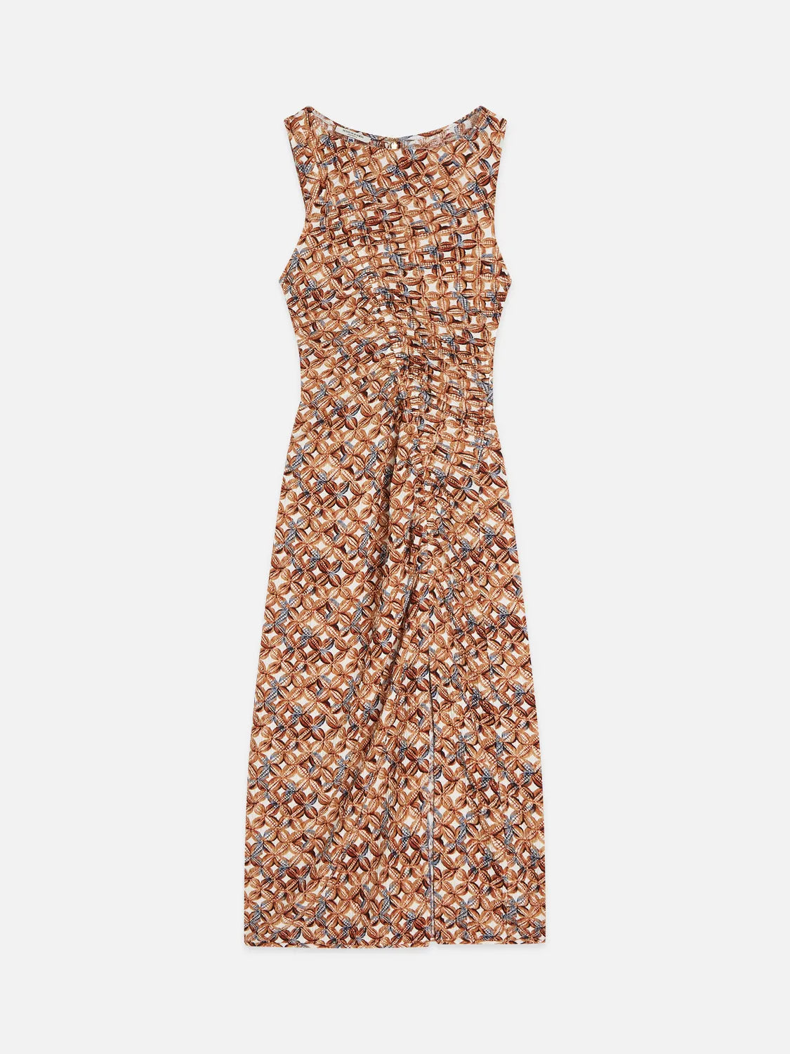 Printed Textured Midi Dress