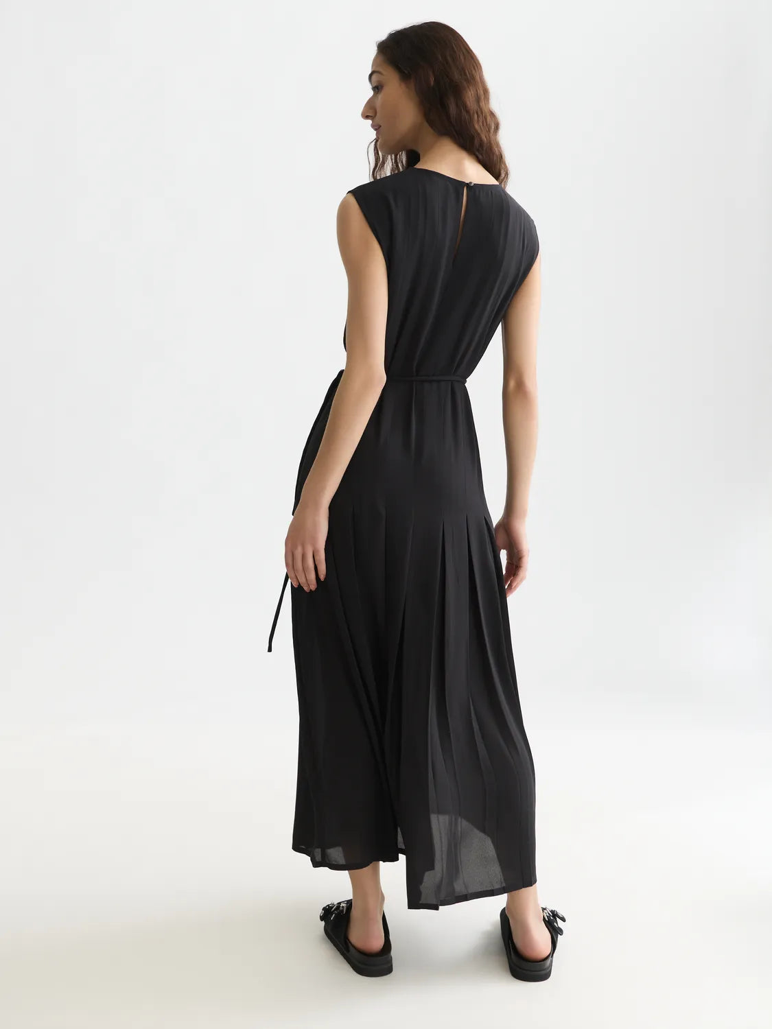 Pleated Ankle Length Dress