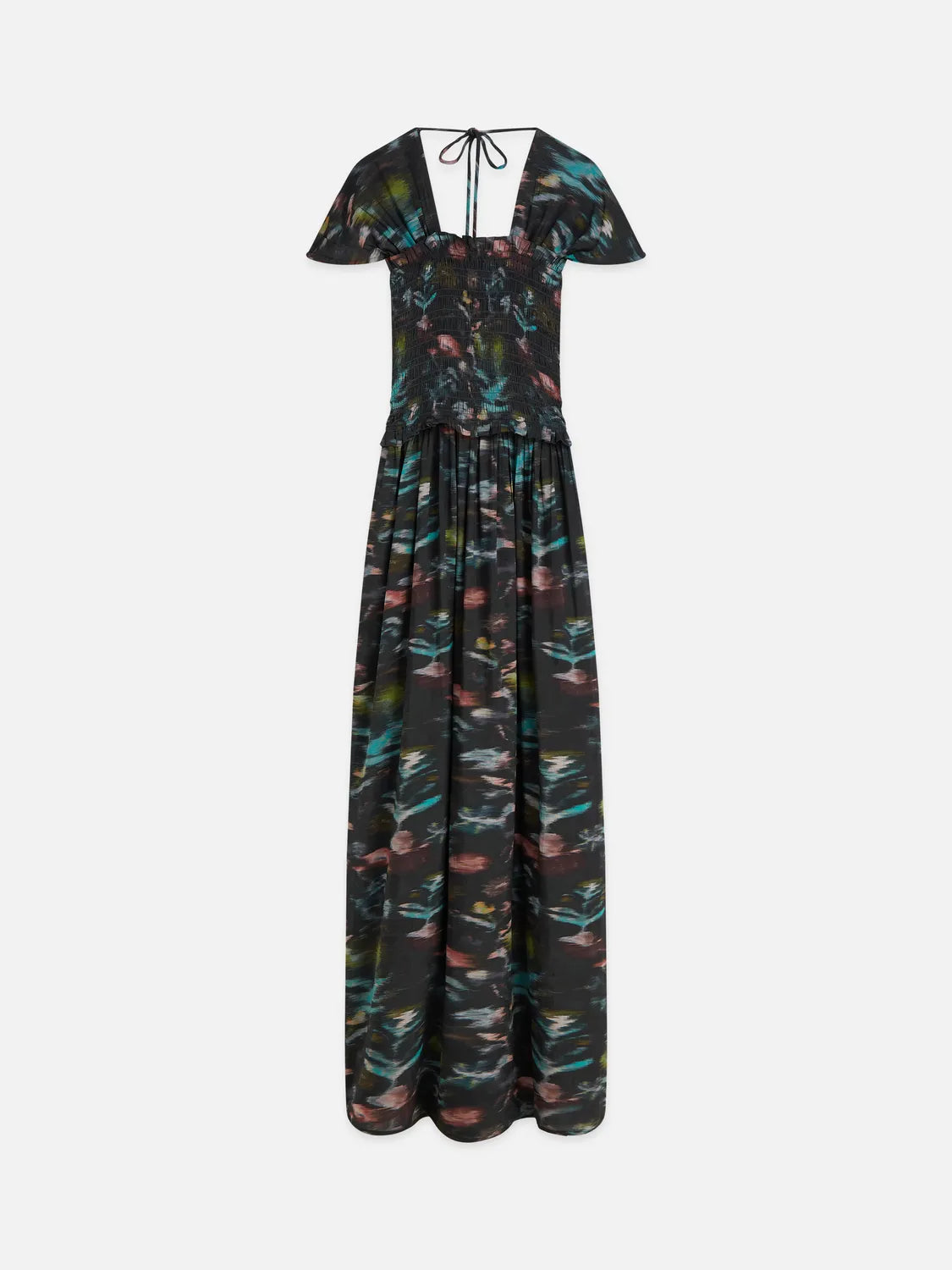 Printed Smocked Ankle Length Dress