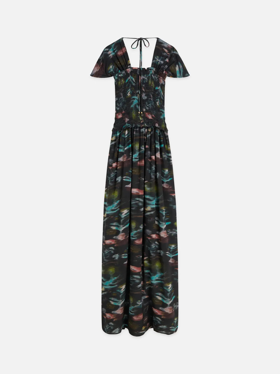 Printed Smocked Ankle Length Dress