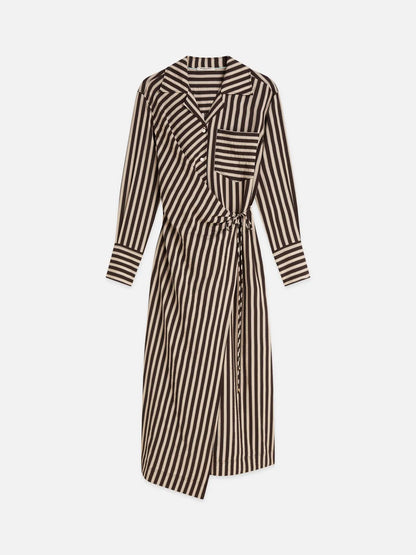Striped Wrap Ankle Length Dress