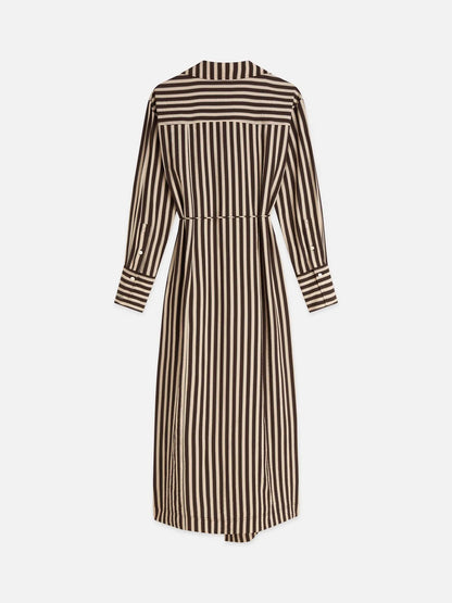 Striped Wrap Ankle Length Dress