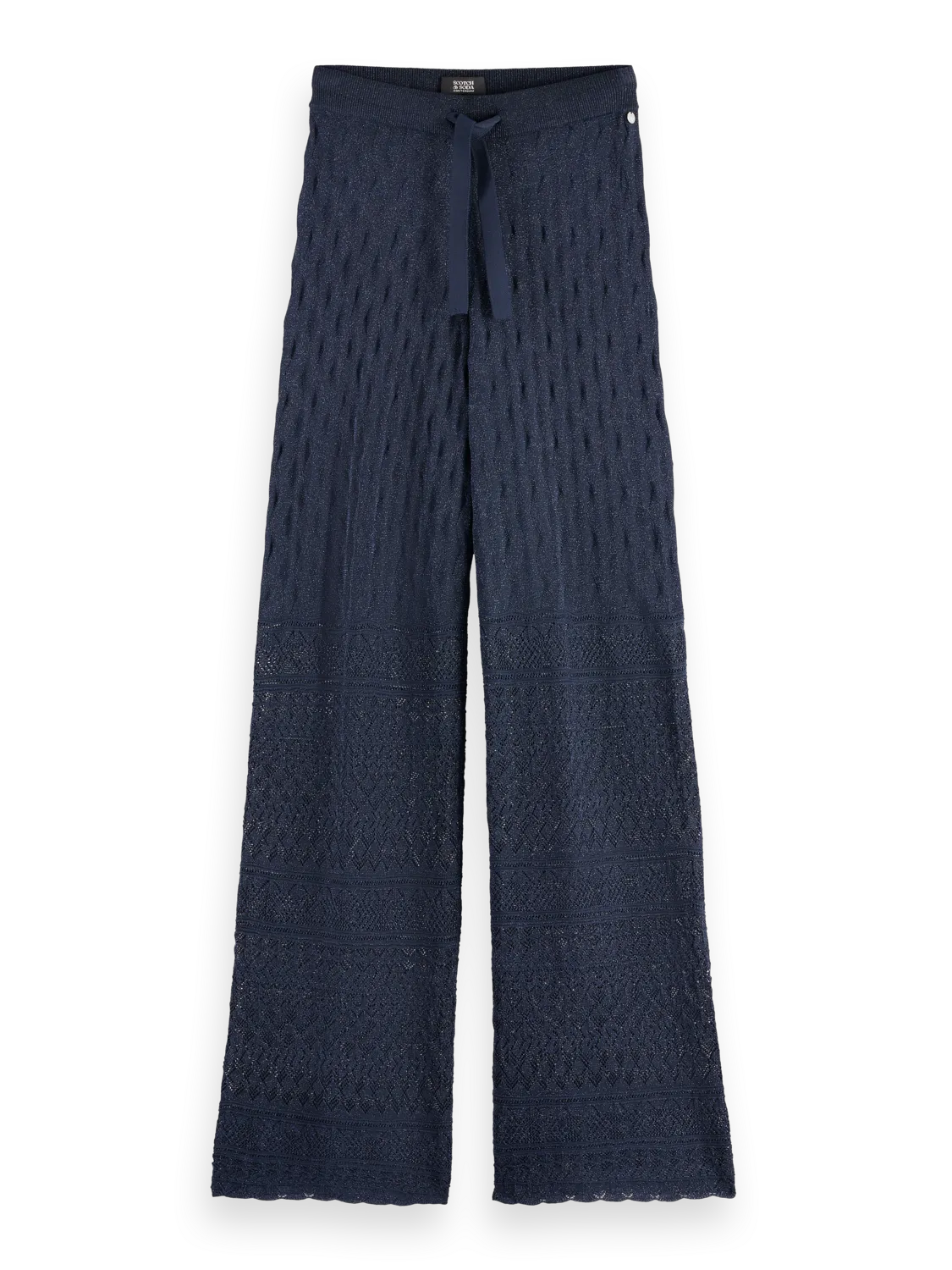 Metallic Pointelle Knit Trouser